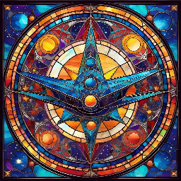 geometric star and moon space ship