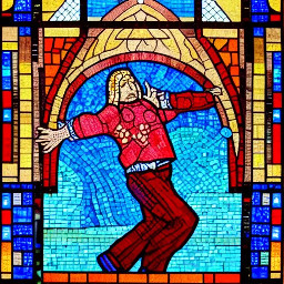 man dancing in the rain wearing red shirt